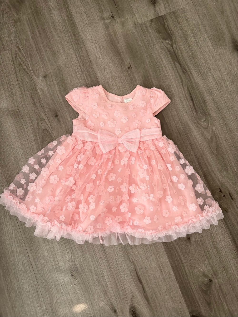 NEXT Pink 3D Flowers Baby Occasion Dress Size 12-18 months